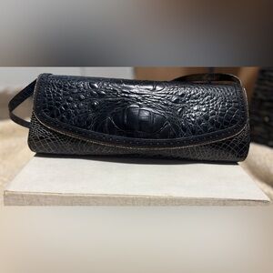 Black Brahmin Bag Crocodile Embossed Leather